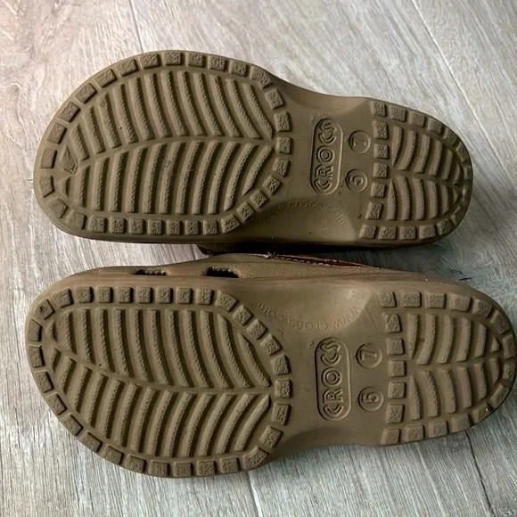 Crocs Islander Pit Crew Men’s 5/ Women’s 7 Lace -Up Brown Leather Boat Shoes - Picture 5 of 6